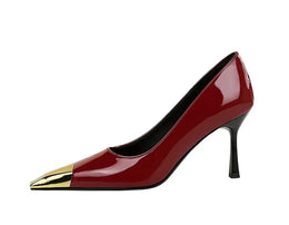 KissICON European Fashion Metal Square-Toe High Heels Shallow Mouth