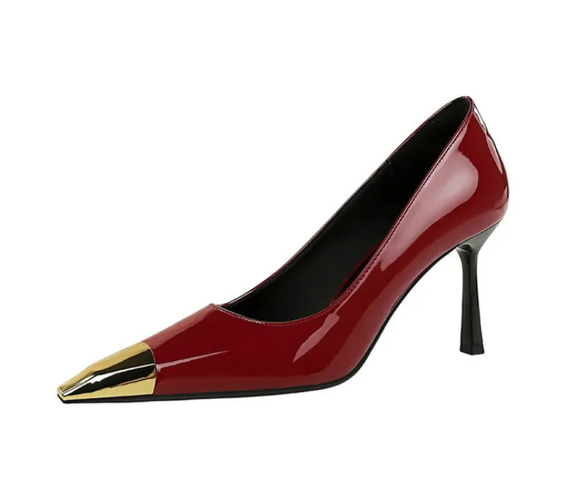 KissICON European Fashion Metal Square-Toe High Heels Shallow Mouth