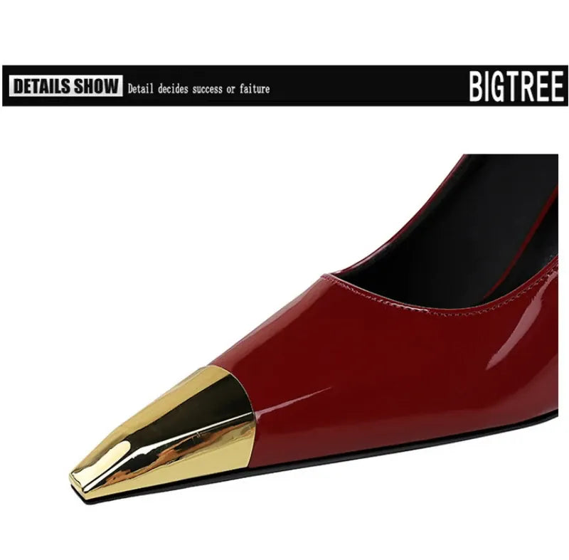 KissICON European Fashion Metal Square-Toe High Heels Shallow Mouth