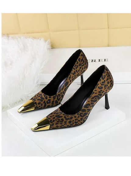 KissICON European Fashion Metal Square-Toe High Heels Shallow Mouth