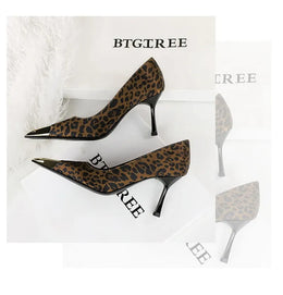 KissICON European Fashion Metal Square-Toe High Heels Shallow Mouth