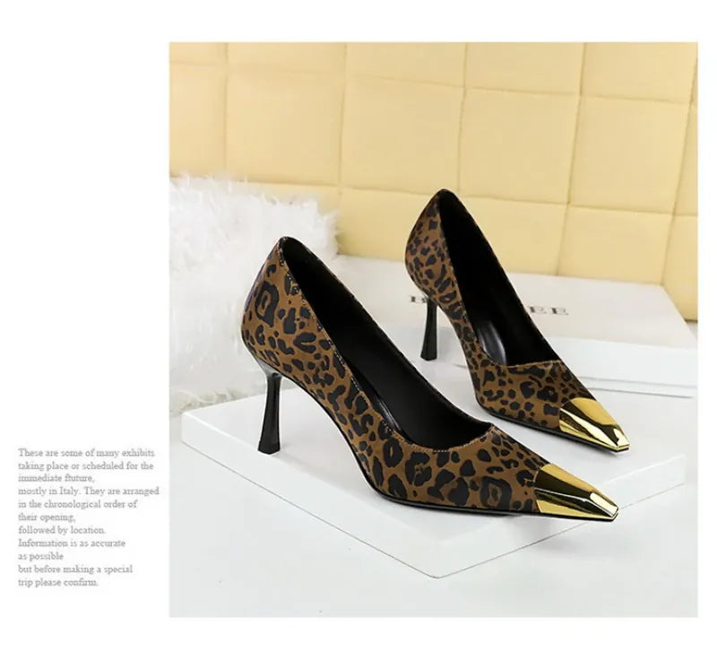 KissICON European Fashion Metal Square-Toe High Heels Shallow Mouth