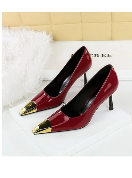 KissICON European Fashion Metal Square-Toe High Heels Shallow Mouth