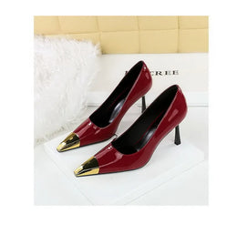 KissICON European Fashion Metal Square-Toe High Heels Shallow Mouth