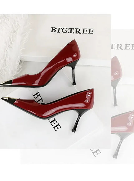 KissICON European Fashion Metal Square-Toe High Heels Shallow Mouth