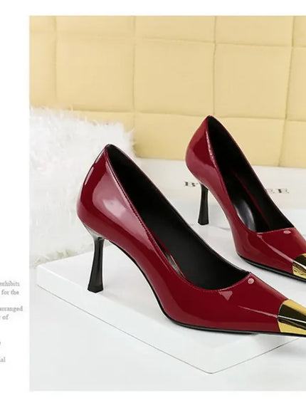 KissICON European Fashion Metal Square-Toe High Heels Shallow Mouth