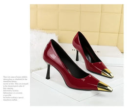 KissICON European Fashion Metal Square-Toe High Heels Shallow Mouth