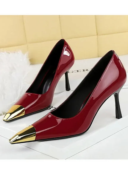 KissICON European Fashion Metal Square-Toe High Heels Shallow Mouth