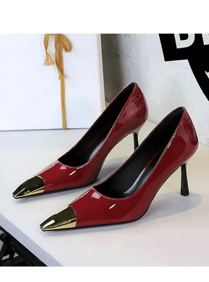 KissICON European Fashion Metal Square-Toe High Heels Shallow Mouth