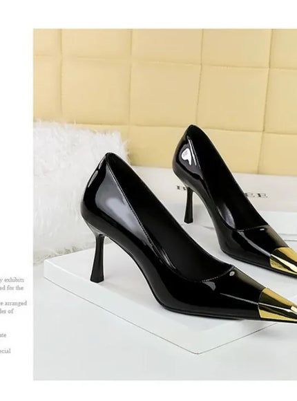 KissICON European Fashion Metal Square-Toe High Heels Shallow Mouth