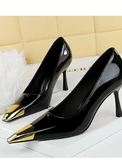 KissICON European Fashion Metal Square-Toe High Heels Shallow Mouth