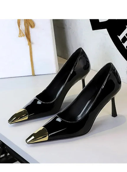KissICON European Fashion Metal Square-Toe High Heels Shallow Mouth