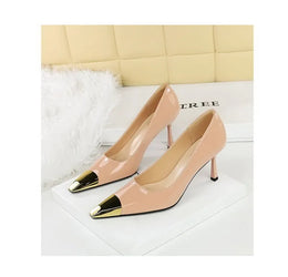 KissICON European Fashion Metal Square-Toe High Heels Shallow Mouth