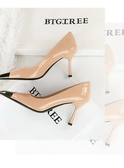 KissICON European Fashion Metal Square-Toe High Heels Shallow Mouth