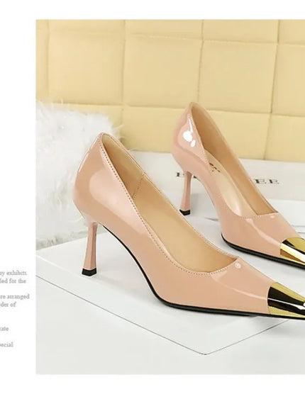KissICON European Fashion Metal Square-Toe High Heels Shallow Mouth