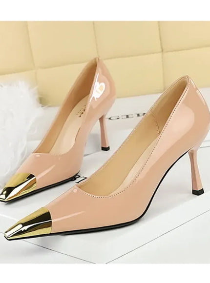 KissICON European Fashion Metal Square-Toe High Heels Shallow Mouth