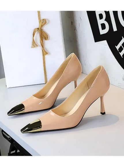 KissICON European Fashion Metal Square-Toe High Heels Shallow Mouth