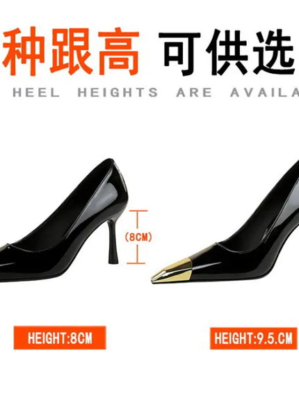 KissICON European Fashion Metal Square-Toe High Heels Shallow Mouth