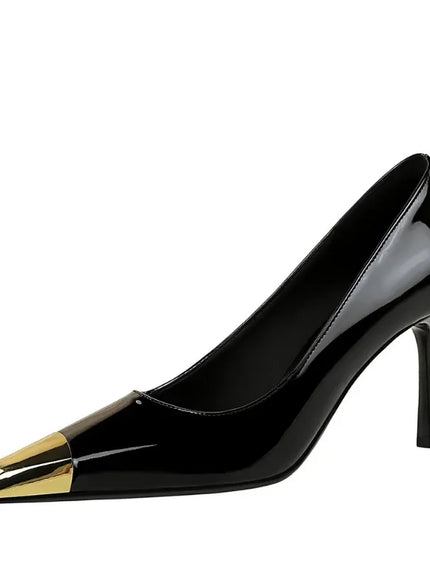 KissICON European Fashion Metal Square-Toe High Heels Shallow Mouth