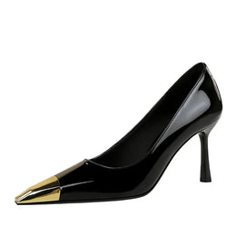 KissICON European Fashion Metal Square-Toe High Heels Shallow Mouth