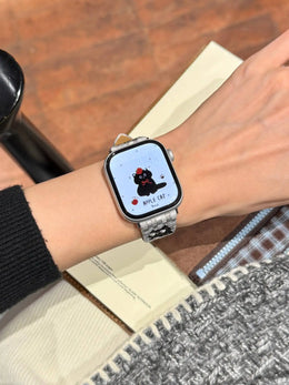KissICON Excellent cute cartoon cat leather loop band For Apple Watch women 44mm 40 45 41 49 42 38 Series 11 10 9 8 SE 7 6 5 4 3 Strap