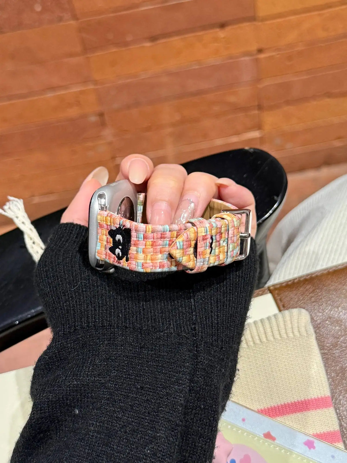KissICON Excellent cute cartoon cat leather loop band For Apple Watch women 44mm 40 45 41 49 42 38 Series 11 10 9 8 SE 7 6 5 4 3 Strap