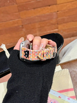 KissICON Excellent cute cartoon cat leather loop band For Apple Watch women 44mm 40 45 41 49 42 38 Series 11 10 9 8 SE 7 6 5 4 3 Strap