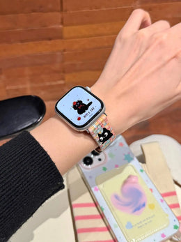 KissICON Excellent cute cartoon cat leather loop band For Apple Watch women 44mm 40 45 41 49 42 38 Series 11 10 9 8 SE 7 6 5 4 3 Strap