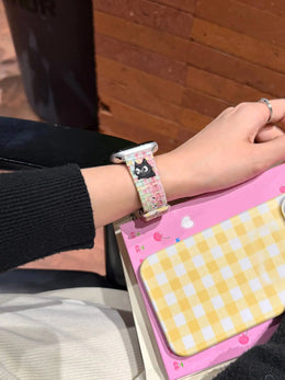 KissICON Excellent cute cartoon cat leather loop band For Apple Watch women 44mm 40 45 41 49 42 38 Series 11 10 9 8 SE 7 6 5 4 3 Strap