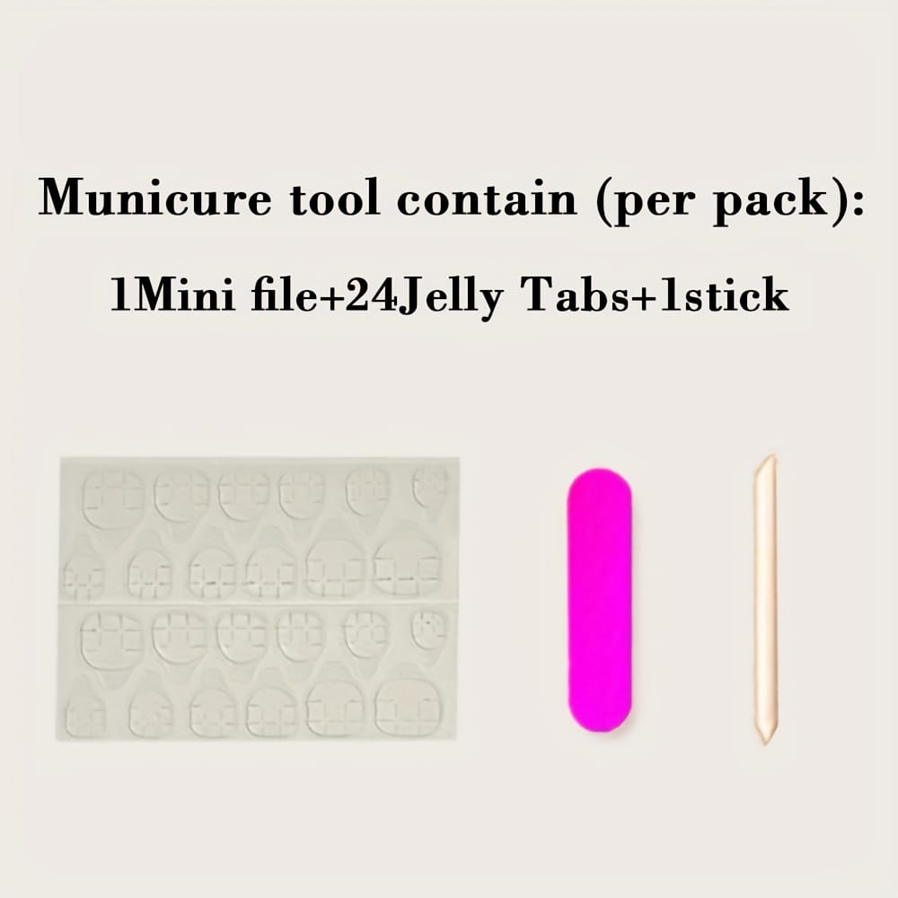 jkthpu-45 Express French Manicure Pink French Tip Glitter Press On Nails 24 Pcs
