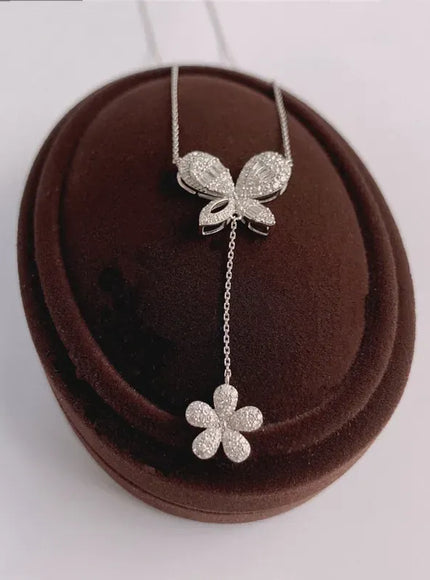 KissICON Exquisite 925 Silver Butterfly Necklace - Tassel Pendant