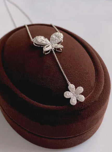 KissICON Exquisite 925 Silver Butterfly Necklace - Tassel Pendant