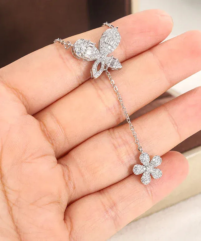 KissICON Exquisite 925 Silver Butterfly Necklace - Tassel Pendant