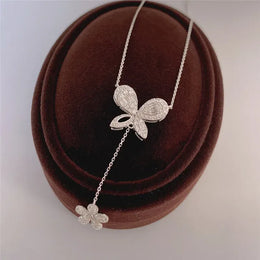 KissICON Exquisite 925 Silver Butterfly Necklace - Tassel Pendant