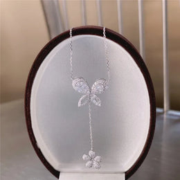 KissICON Exquisite 925 Silver Butterfly Necklace - Tassel Pendant