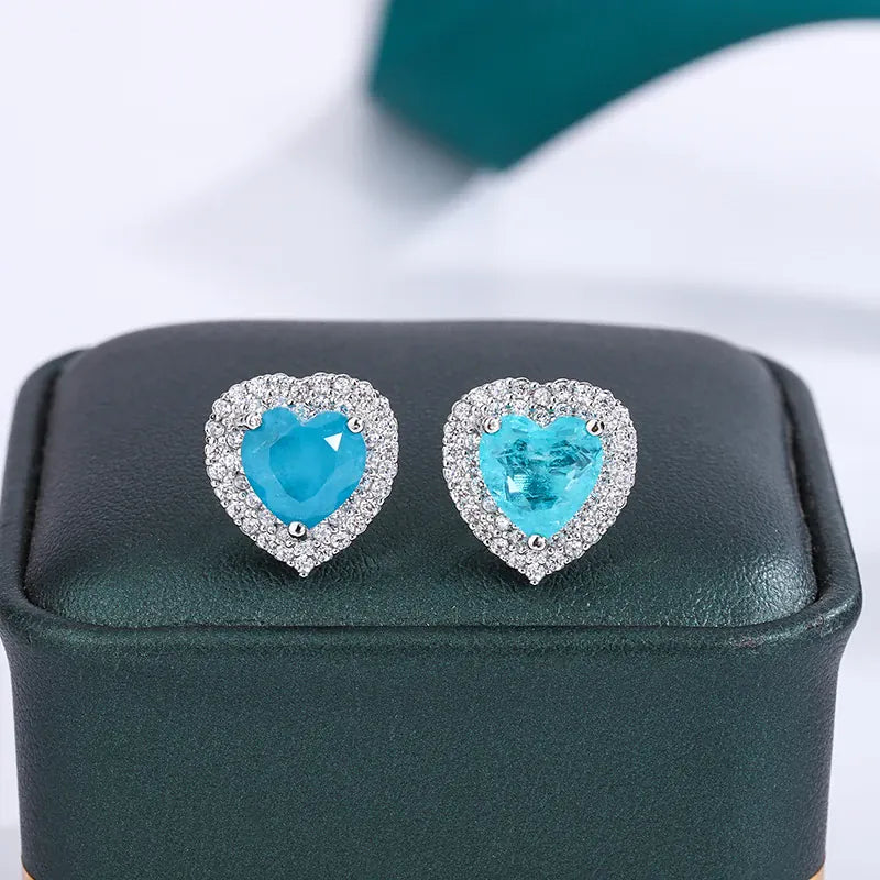 KissICON 💋 Exquisite 925 Silver Peach Heart Studs - Green Zircon