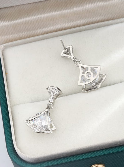 KissICON Exquisite 925 Silver Plated Women Earrings Stylish Shiny Zircon Jewelry Anniversary Gift High Quality Party Korean Earring