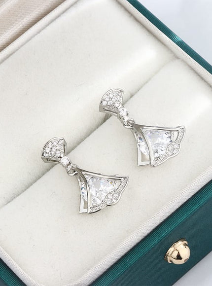 KissICON Exquisite 925 Silver Plated Women Earrings Stylish Shiny Zircon Jewelry Anniversary Gift High Quality Party Korean Earring