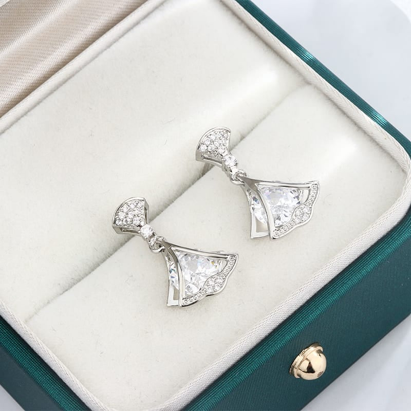 KissICON Exquisite 925 Silver Plated Women Earrings Stylish Shiny Zircon Jewelry Anniversary Gift High Quality Party Korean Earring