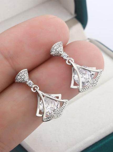 KissICON Exquisite 925 Silver Plated Women Earrings Stylish Shiny Zircon Jewelry Anniversary Gift High Quality Party Korean Earring