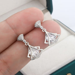 KissICON Exquisite 925 Silver Plated Women Earrings Stylish Shiny Zircon Jewelry Anniversary Gift High Quality Party Korean Earring