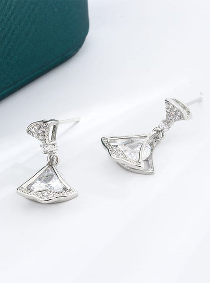 KissICON Exquisite 925 Silver Plated Women Earrings Stylish Shiny Zircon Jewelry Anniversary Gift High Quality Party Korean Earring