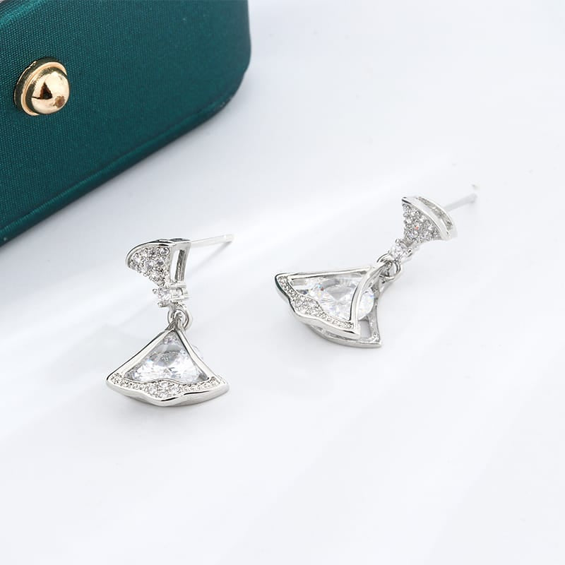 KissICON Exquisite 925 Silver Plated Women Earrings Stylish Shiny Zircon Jewelry Anniversary Gift High Quality Party Korean Earring