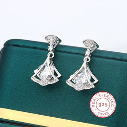 KissICON Exquisite 925 Silver Plated Women Earrings Stylish Shiny Zircon Jewelry Anniversary Gift High Quality Party Korean Earring