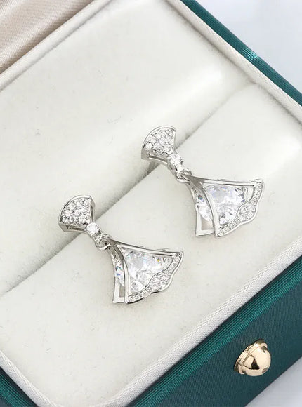 KissICON Exquisite 925 Silver Plated Women Earrings Stylish Shiny Zircon Jewelry Anniversary Gift High Quality Party Korean Earring