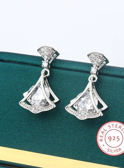 KissICON Exquisite 925 Silver Plated Women Earrings Stylish Shiny Zircon Jewelry Anniversary Gift High Quality Party Korean Earring