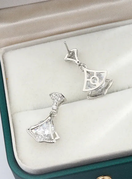 KissICON Exquisite 925 Silver Plated Women Earrings Stylish Shiny Zircon Jewelry Anniversary Gift High Quality Party Korean Earring