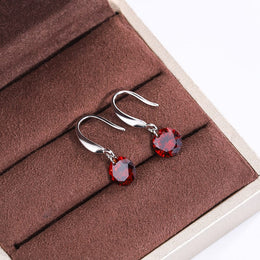 KissICON Exquisite S925 Silver Earrings for Women Fashion Color Zircon Earrings Red Green White Jewelry Earrings Silver Jewelry