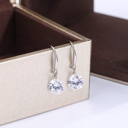 KissICON Exquisite S925 Silver Earrings for Women Fashion Color Zircon Earrings Red Green White Jewelry Earrings Silver Jewelry