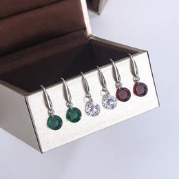 KissICON Exquisite S925 Silver Earrings for Women Fashion Color Zircon Earrings Red Green White Jewelry Earrings Silver Jewelry